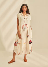 A Model Wearing White Cotton Mul Blossom, curated by Only Ethikal