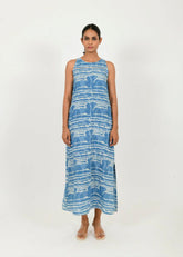 Indigo Splash Linen Maxi