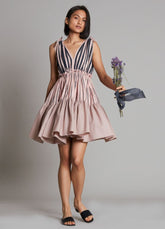 A Model Wearing Pink Pure Cotton Lakeerein Pink Frill Dress, curated by Only Ethikal