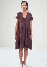 A Model Wearing Purple Handwoven Cotton The Midnight Garden Dress, curated by Only Ethikal