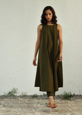 Earthy Green Halter Dress