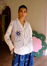 Rosella Handwoven Waistcoat And Oyester Shirt