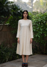 A Model Wearing White Wool White Starflowerdress , curated by Only Ethikal