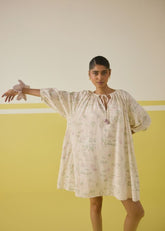 A Model Wearing Multicolor Handwoven Cotton Bright Joy Kala Cotton Dress, curated by Only Ethikal