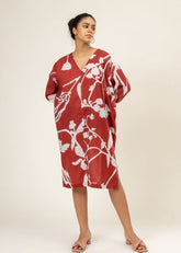 A Model Wearing Multicolor Upcycled Cotton Helen Kaftan, curated by Only Ethikal