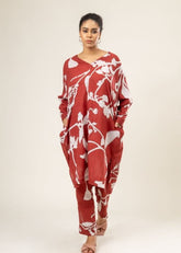 A Model Wearing Multicolor Upcycled Cotton Helen Kaftan Set, curated by Only Ethikal