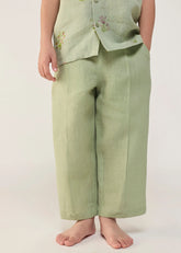 A Model Wearing Mint Linen Kids Neo Timeless Linen Pants- Mint, curated by Only Ethikal