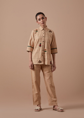 A Model Wearing Beige Hemp Blanc Shirt, curated by Only Ethikal