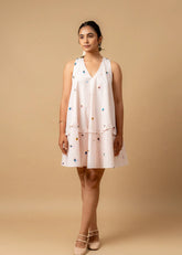 A Model Wearing Pink Linen Daisy Daze Printed Dress, curated by Only Ethikal