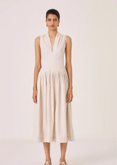 Aarini Ecru Cotton Dress