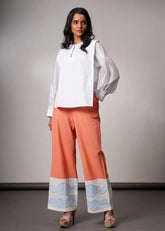 A Model Wearing Multicolor Handloom Cotton Frost Fire Handloom Co-Ord Set , curated by Only Ethikal
