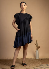 A Model Wearing Black Upcycled Cotton Laurie Dress, curated by Only Ethikal