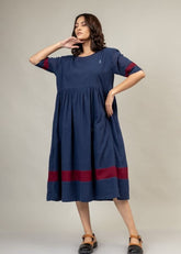 A Model Wearing Blue Upcycled Cotton Jess Dress, curated by Only Ethikal