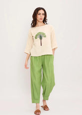 Coco Cream Embroidered Top & Pants Set (2 Pcs)