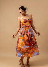 A Model Wearing Orange Organic Cotton Mary Dress, curated by Only Ethikal