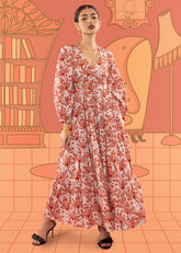 A Model Wearing White Cotton Bloom Maxi Dress, curated by Only Ethikal