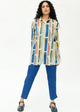 A Model Wearing Multicolor Organic Cotton Empty Line Shirt , curated by Only Ethikal