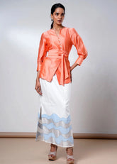 A Model Wearing Multicolor Handloom Cotton Nella Coral Handloom Cotton Co-Ord Set , curated by Only Ethikal