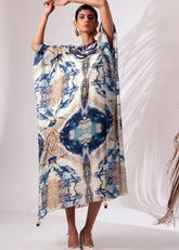 A Model Wearing Multicolor Modal Silk Serena Maxi Dress, curated by Only Ethikal