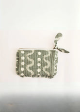 Sustainable Quilted Cotton Travel Pouch Grey Flat Frill Organizer