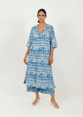 Indigo Splash Buttoned Dress