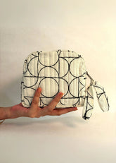 Sustainable Quilted Cotton Travel Pouch- Black & White Organizer
