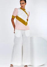 A Model Wearing Multicolor Pure Cotton Shifu Multi Co-Ord Set, curated by Only Ethikal