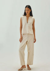 Barrel Pants With Top Stitch Detail