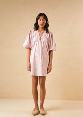 A Model Wearing Multicolor Organic Cotton The Purple Reef organic cotton dress, curated by Only Ethikal