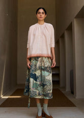 A Model Wearing Pink Handwoven Cotton Pele Handwoven Pink Striped Top , curated by Only Ethikal