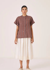 Heen Handwoven Brown Striped Top