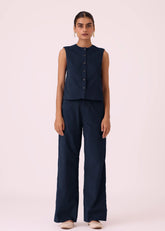 A Model Wearing Blue Pure Cotton Wotton Blue Corduroy Top, curated by Only Ethikal