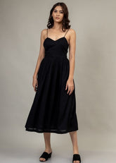 A Model Wearing Black Upcycled Cotton Mary Black Dress, curated by Only Ethikal