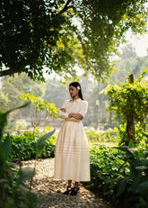A Model Wearing White Wool White Misha Skirt, curated by Only Ethikal