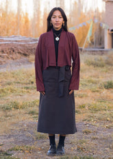 A Model Wearing Red Cotton Red Cotton Hunju Jacket, curated by Only Ethikal