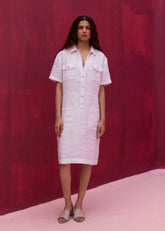 A Model Wearing Ivory Linen Vana Linen Dress- Ivory, curated by Only Ethikal