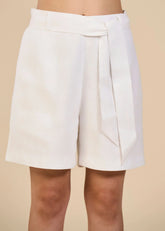 White Linen Shorts With Belt