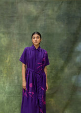 A Model Wearing Purple
Upcycled Fabric Zora Embroidered Dress, curated by Only Ethikal