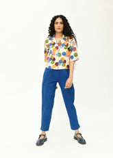 A Model Wearing Multicolor Organic Cotton Void Collar Shirt , curated by Only Ethikal