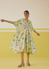 A Model Wearing Multicolor Palmy Summer Kaftan Dress, curated by Only Ethikal