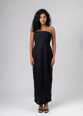 A Model Wearing Black Upcycled Cotton Denise Dress, curated by Only Ethikal