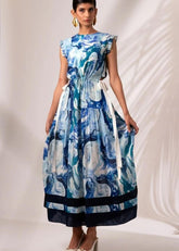 A Model Wearing Multicolor Modal Silk Denise Midi Dress, curated by Only Ethikal