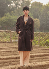 A Model Wearing Brown Wool Willow Brown Overcoat, curated by Only Ethikal