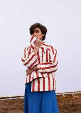 A Model Wearing Multicolor,Pure Cotton Carmine Jacket curated by Only Ethikal