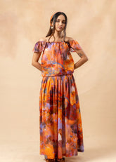 A Model Wearing Orange Organic Cotton Little Leaf Top, curated by Only Ethikal