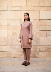 A Model Wearing Brown Wool Brown Iris Coord, curated by Only Ethikal