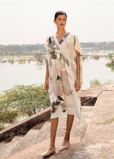 A Model Wearing Multicolor,Pure Cotton Ibis Kaftan Dress curated by Only Ethikal