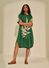 A Model Wearing Green Cotton Mul Green Oasis, curated by Only Ethikal