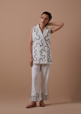 A Model Wearing White Organic Cotton Soulful Blazer Set, curated by Only Ethikal