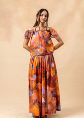 A Model Wearing Orange Organic Cotton Little Leaf Skirt, curated by Only Ethikal